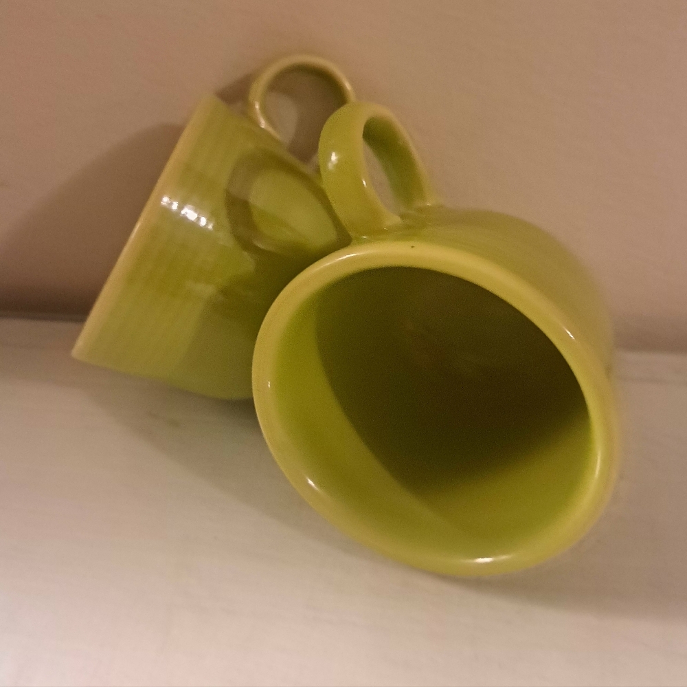 Two Vintage Homer Laughlin Lemongrass Fiestaware Teacups- Excellent Condition